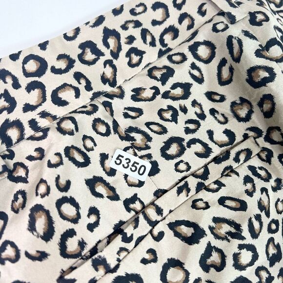 Theory Dress Pants Women's 0 Beige Silk Animal Print Pleated Tapered Leg - Picture 12 of 12